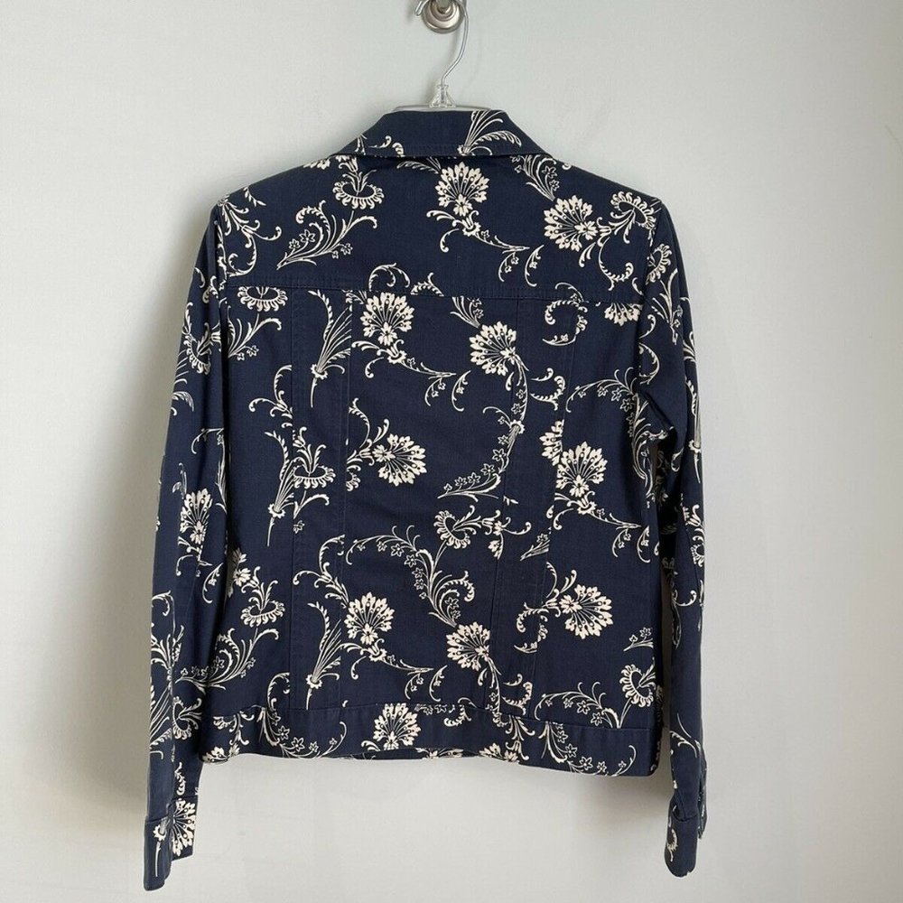 Pendleton Womens Blue Floral Long Sleeve Button Front Jacket - Picture 3 of 5